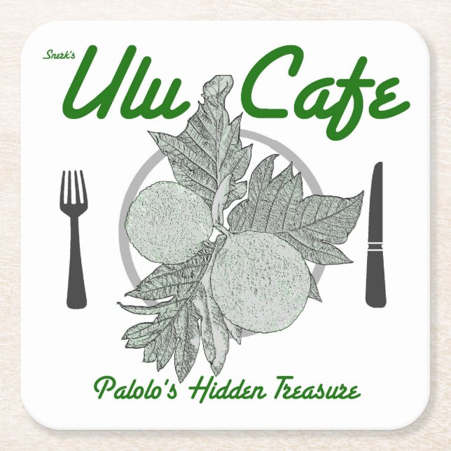 Snerk's Ulu Cafe disposable square coasters (Front)