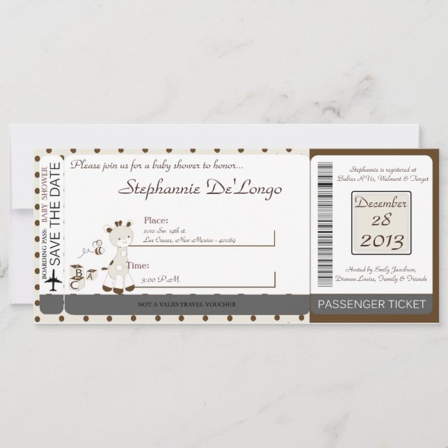 Snicker Doodle Giraffe Baby Shower Invitation (Front)