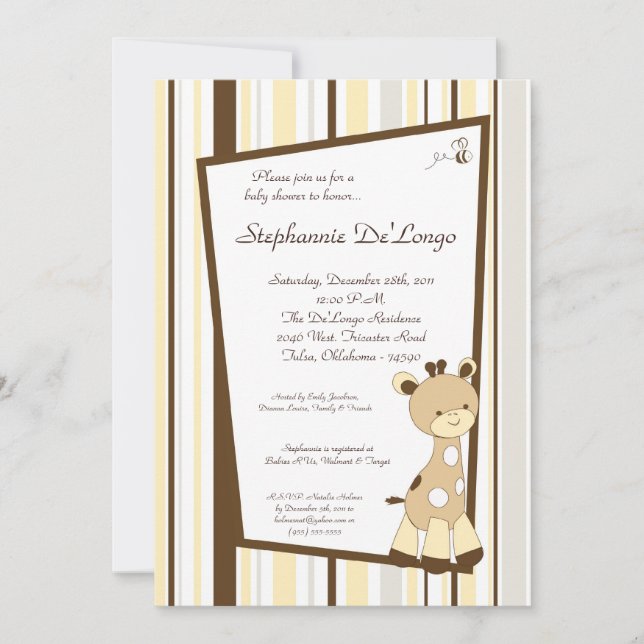 Snicker Doodle Giraffe Baby Shower Invitation (Front)