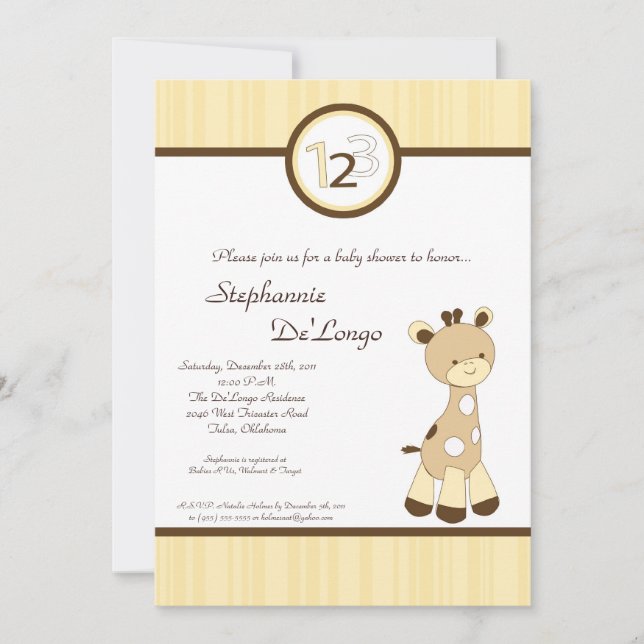 Snicker Doodle Giraffe Baby Shower Invitation (Front)