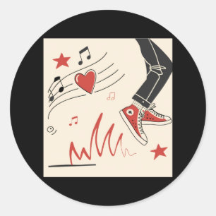 Snicker Music Colourful Expressive Digital Art Ill Classic Round Sticker