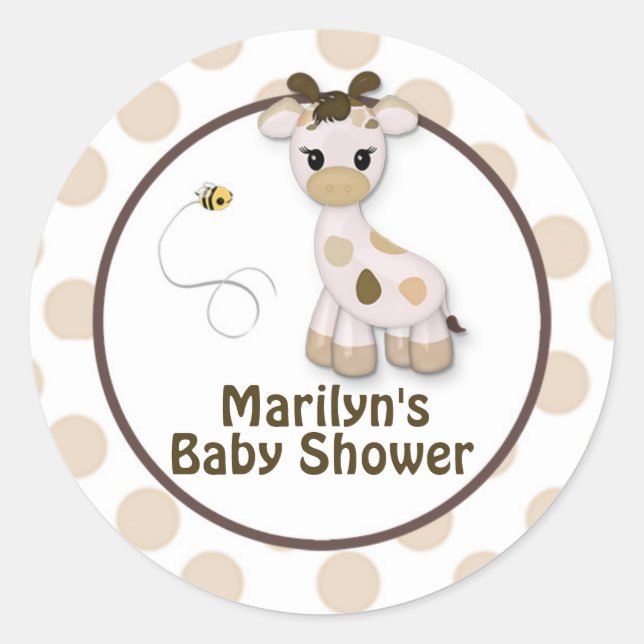 Snickerdoodle Giraffe Baby Shower Stickers (Front)