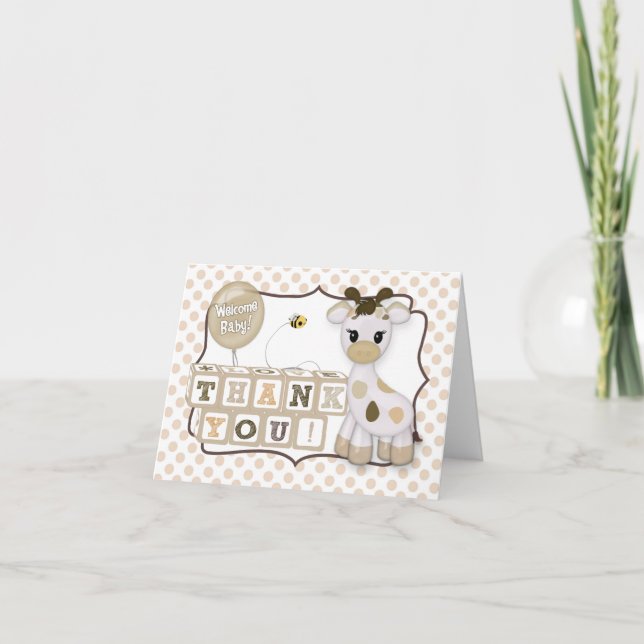 Snickerdoodle Giraffe Baby Shower Thank You #135 (Front)