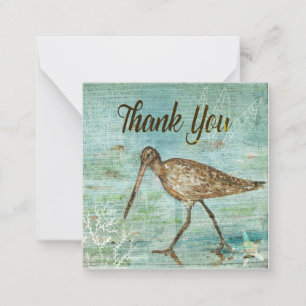 Snipe Bird On Shore Painted Art Thank You Card