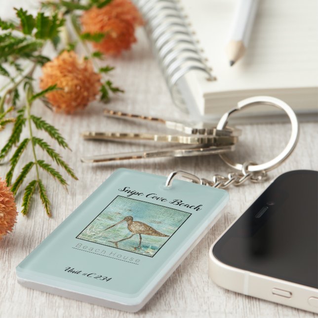 Snipe  Shorebird Beach House Vacation Rental Key Ring (Front Right)