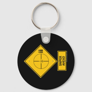 Sniper Ahead Warning Sign (Crosshairs) Key Ring