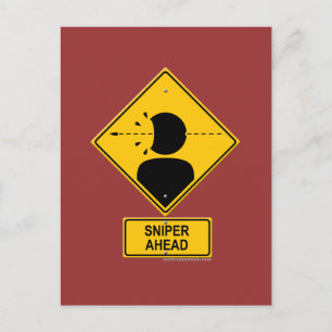 Sniper Ahead Warning Sign (Head Shot) Postcard