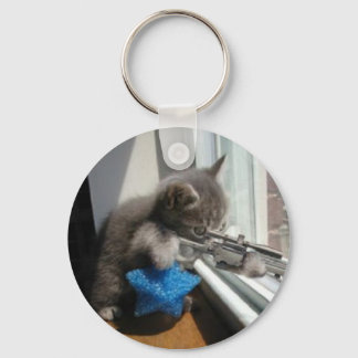 SNIPER KITTY KEY RING