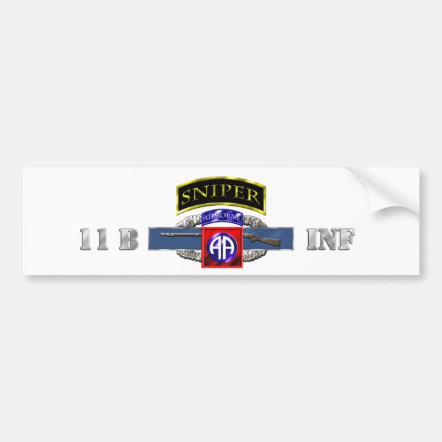 Sniper Tab 11B CIB 82nd Air Bumper Sticker (Front)