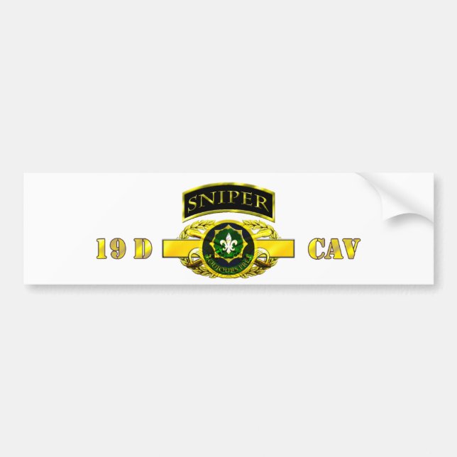 Sniper Tab 19D Cav Scout 2nd Cav Reg Bumper Sticker (Front)