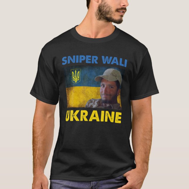 Sniper Wali I Stand With Ukraine Flag Ukrainian Lo T-Shirt (Front)
