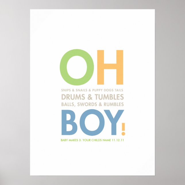 Snips & Snails Baby Boy's Room Poster (Front)