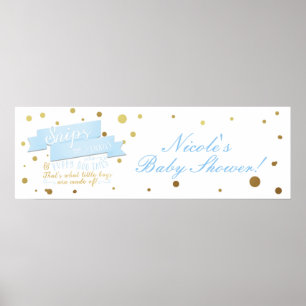 Snips & Snails Boys Blue & Gold Baby Shower Banner Poster