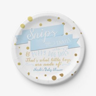 Snips & Snails Boys Blue & Gold Baby Shower Plates