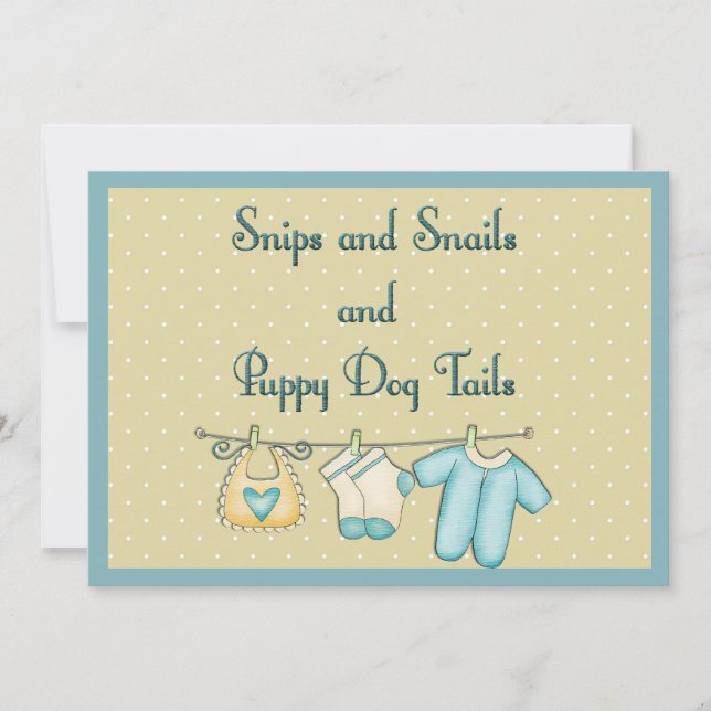 Snips Snails Puppy Dog Tails Baby Shower By Mail Invitation (Front)