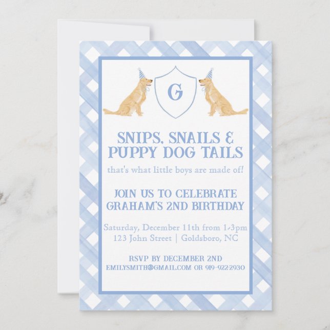 Snips, Snails & Puppy Dog Tails Invitation (Front)