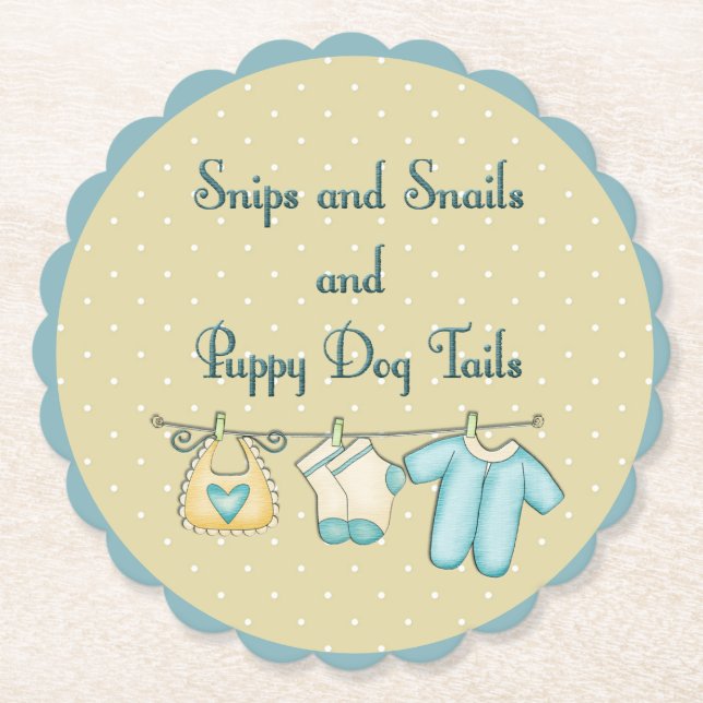 Snips Snails Puppy Dog Tails With Baby Clothes Paper Coaster (Front)