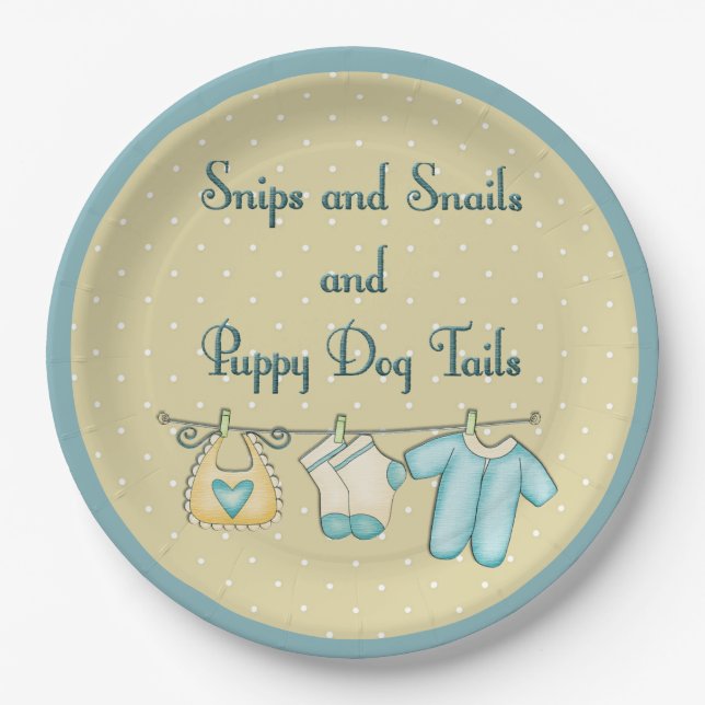 Snips Snails Puppy Dog Tails With Baby Clothes Paper Plate (Front)