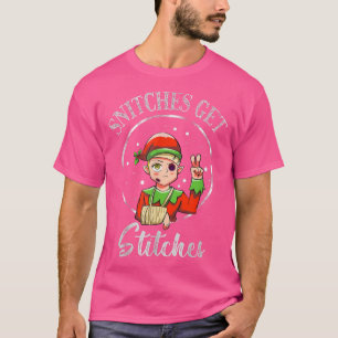 Snitches Get Stitches Funny Elf St Patricks Day T-Shirt