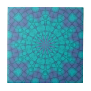 Sno Flakes on Teal and Purple Background Tile