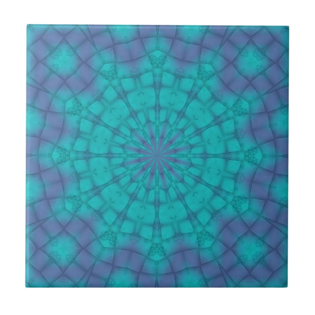 Sno Flakes on Teal and Purple Background Tile (Front)