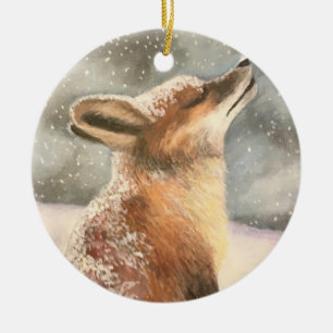Sno Fox Ceramic Tree Decoration