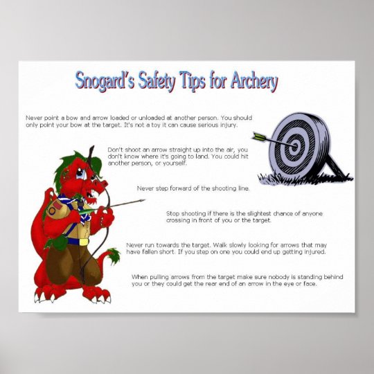 Snogard's Safety Tips for Archery Poster Zazzle.co.uk