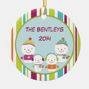 Snoman Family Christmas Customisable Ornament