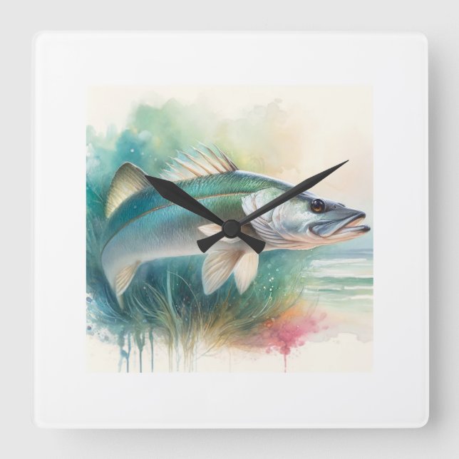 Snook 100924AREF118 - Watercolor Square Wall Clock (Front)