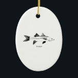 Snook Line Art Logo Ceramic Tree Decoration<br><div class="desc">This vintage style saltwater fishing ornament features the snook,  a top gamefish of Florida and other gulf states. Snook are also called by their Spanish name,  robalo.</div>