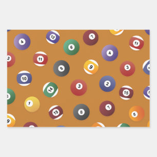 Snooker Ball Pattern, Billiard Player Gifts Wrapping Paper Sheet