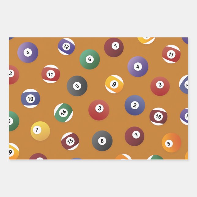Snooker Ball Pattern, Billiard Player Gifts Wrapping Paper Sheet (Front)