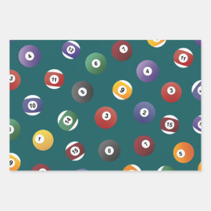 Snooker Ball Pattern, Billiard Player Gifts Wrapping Paper Sheet