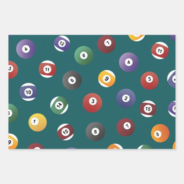 Snooker Ball Pattern, Billiard Player Gifts Wrapping Paper Sheet (Front)