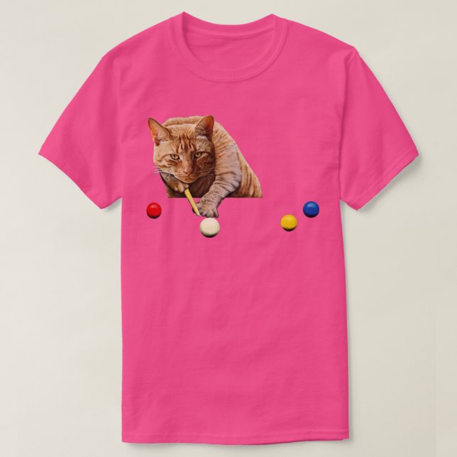 SNOOKER CAT  CAT PLAYING SNOOKER  POOL BILLIARDS  T-Shirt (Design Front)