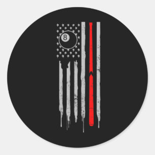 Snooker Design 4th Of July Patriotic Us American F Classic Round Sticker