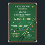 Snooker Invite Pool Birthday Party Billiards Sport<br><div class="desc">Snooker Invite Design. Perfect for any age birthday. Simply change the text to suit your party. Back print included.</div>