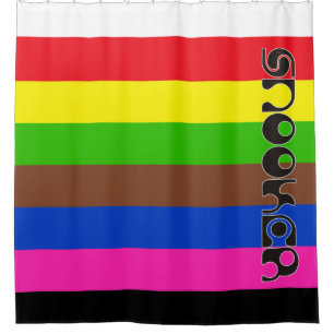 SNOOKER modern font & coloured stripes + your idea Shower Curtain