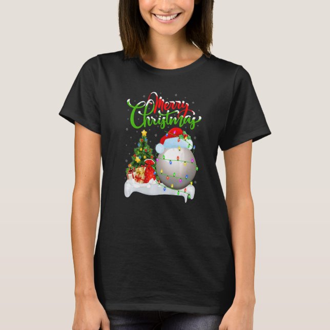 Snooker Sports  Xmas Decoration Santa Snooker Chri T-Shirt (Front)