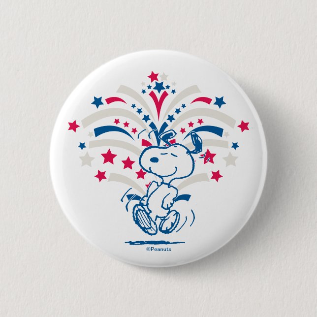 Snoopy 4th of July Dance 6 Cm Round Badge (Front)