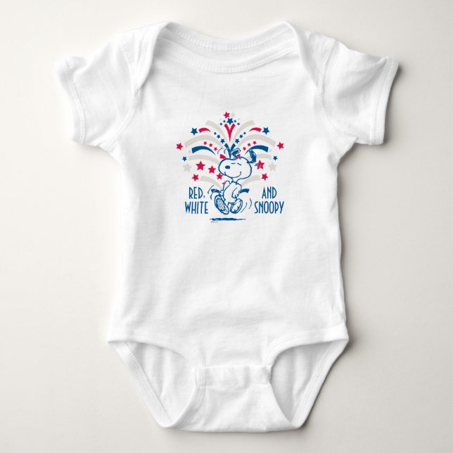 Snoopy 4th of July Dance Baby Bodysuit (Front)
