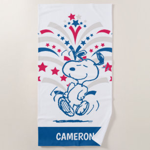Snoopy 4th of July Dance Beach Towel