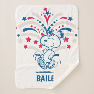 Snoopy 4th of July Dance Sherpa Blanket