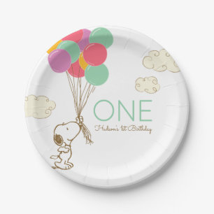 Snoopy and Balloons 1st Birthday Paper Plate