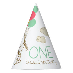 Snoopy and Balloons 1st Birthday Party Hat