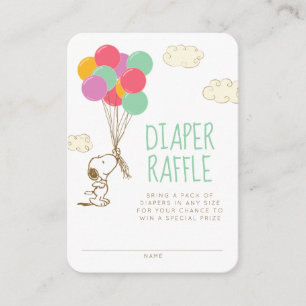 Snoopy and Balloons   Baby Shower   Diaper Raffle Enclosure Card