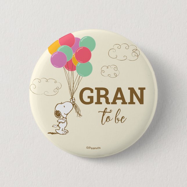 Snoopy and Balloons Baby Shower Grandma To Be 6 Cm Round Badge (Front)