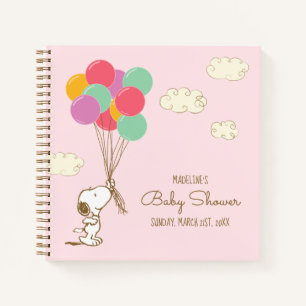Snoopy and Balloons Baby Shower Guest Gift List Notebook