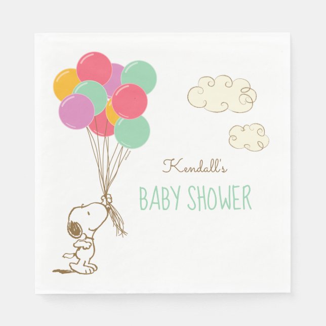 Snoopy and Balloons Baby Shower Napkin (Front)