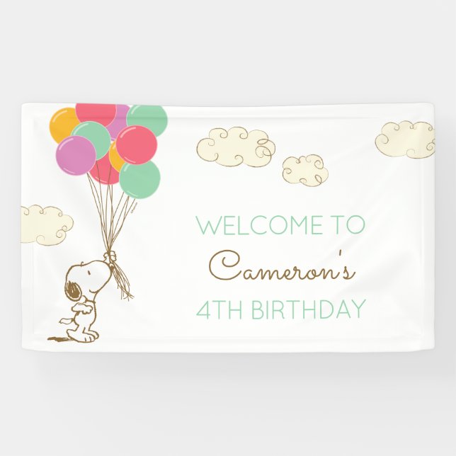 Snoopy and Balloons Birthday Banner (Horizontal)